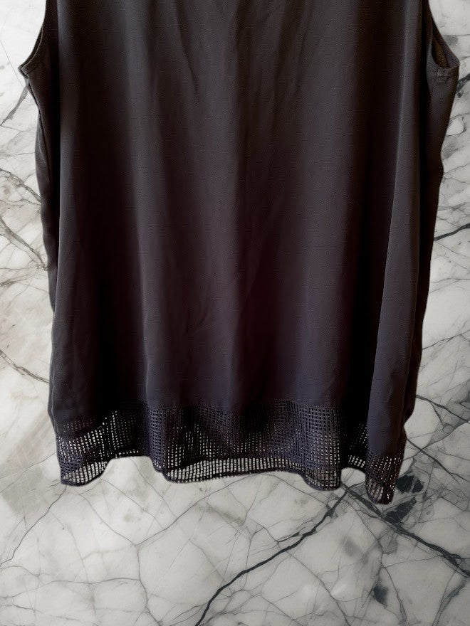 Enhance your professional wardrobe with the Cable & Gauge Black Sleeveless Blouse