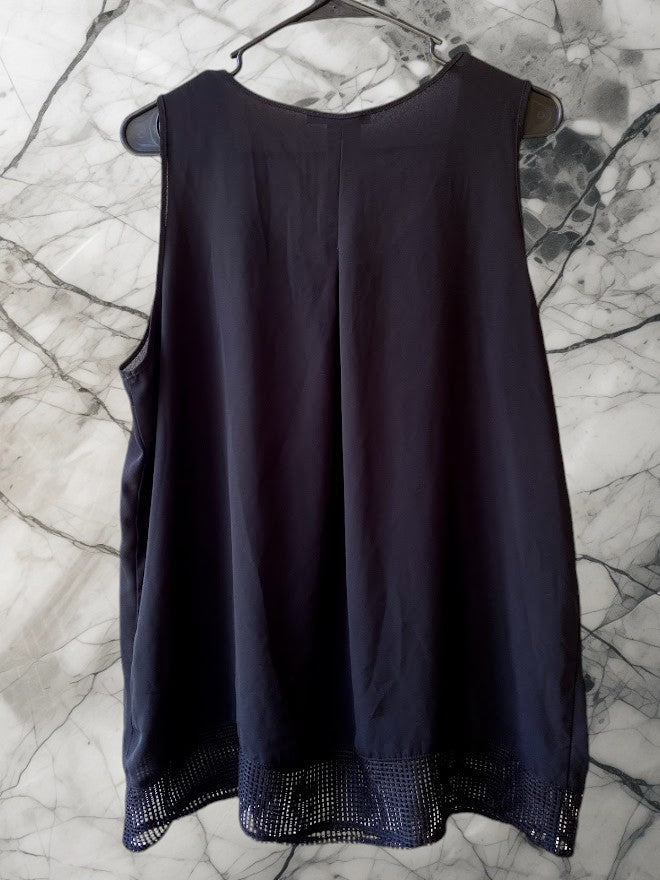 Enhance your professional wardrobe with the Cable & Gauge Black Sleeveless Blouse