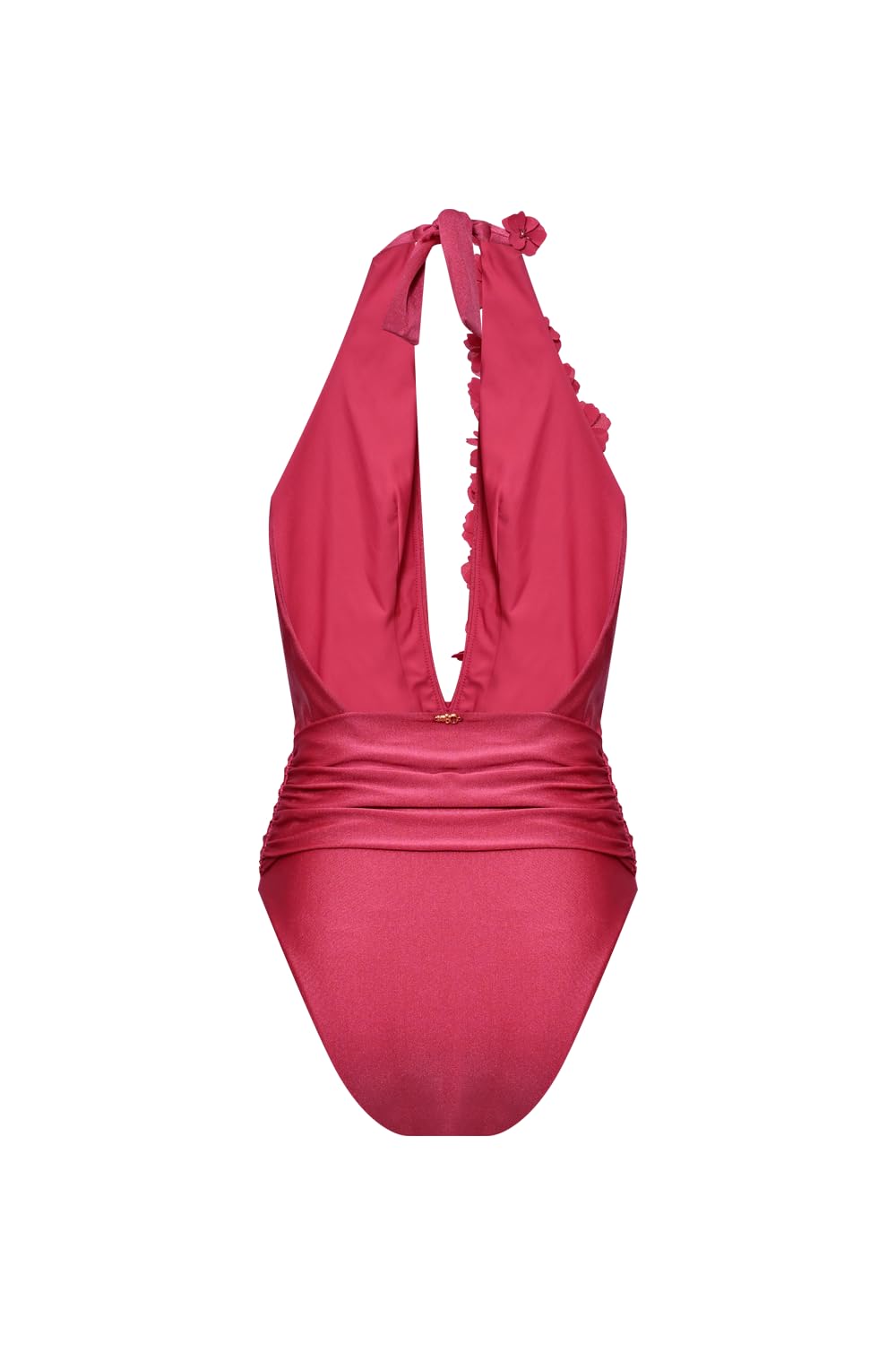 PATBO, Sunstone Lycra Plunge Bodysuit with Muslin Floral Embroidery