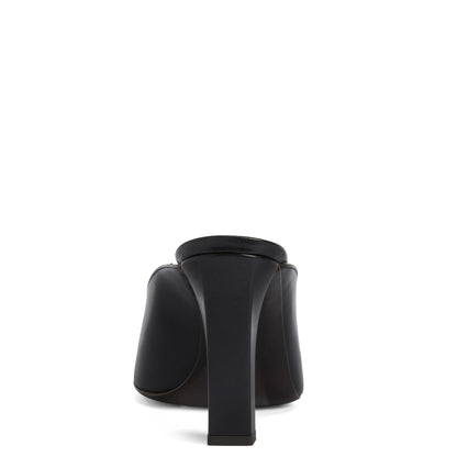 Giuseppe Zanotti, Gz Mya Stone 90, Clean-cut, Open-toe Mule Sandal with Geometric Metal Brooch, Black