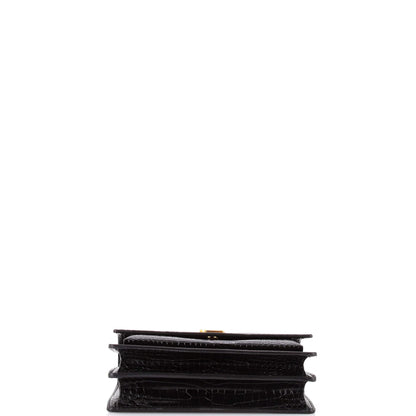 Saint Laurent, Sunset Crossbody Bag Crocodile Embossed Leather, Pre-Loved Condition