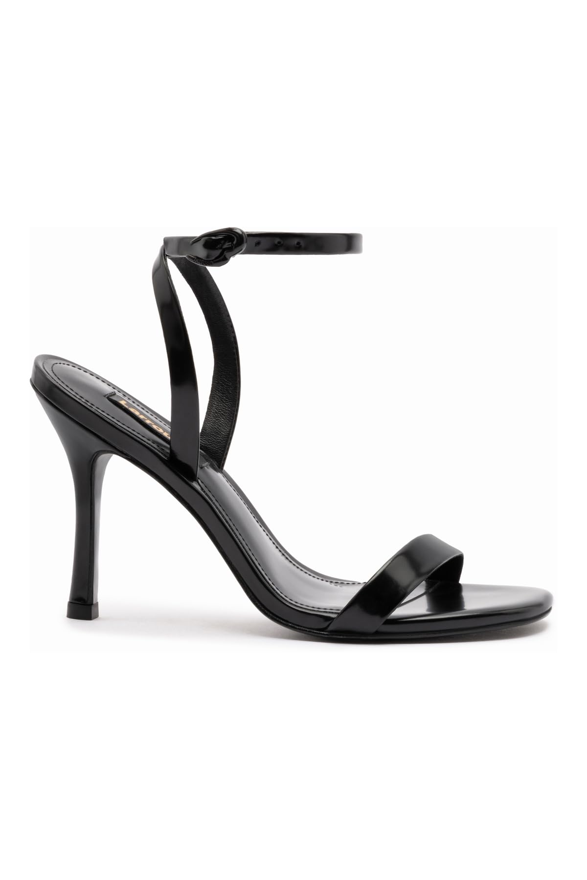 Larroudé, Veronina Sandal In Black Box Leather, Open Round Toe