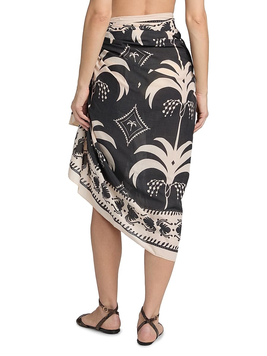 Johanna Ortiz, Whale Tail Dance Of Side-Tie Pareo Skirt, Ecru Black
