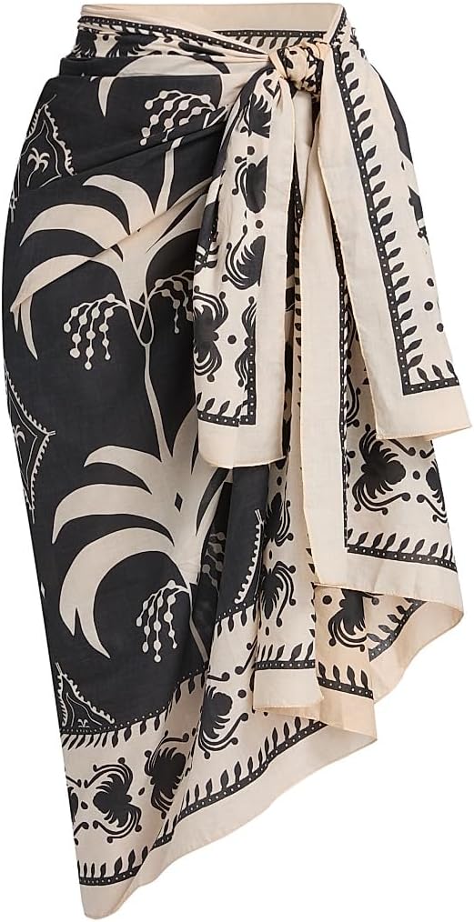 Johanna Ortiz, Whale Tail Dance Of Side-Tie Pareo Skirt, Ecru Black