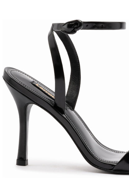 Larroudé, Veronina Sandal In Black Box Leather, Open Round Toe