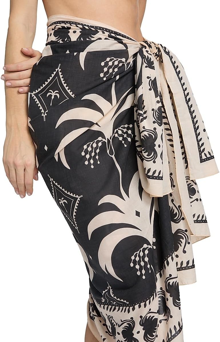 Johanna Ortiz, Whale Tail Dance Of Side-Tie Pareo Skirt, Ecru Black