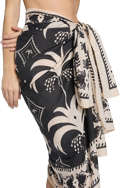 Johanna Ortiz, Whale Tail Dance Of Side-Tie Pareo Skirt, Ecru Black