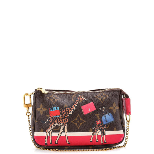 Louis Vuitton, Pochette Accessories Limited Edition Christmas Animation Monogram Canvas Mini, Pre-Loved Condition