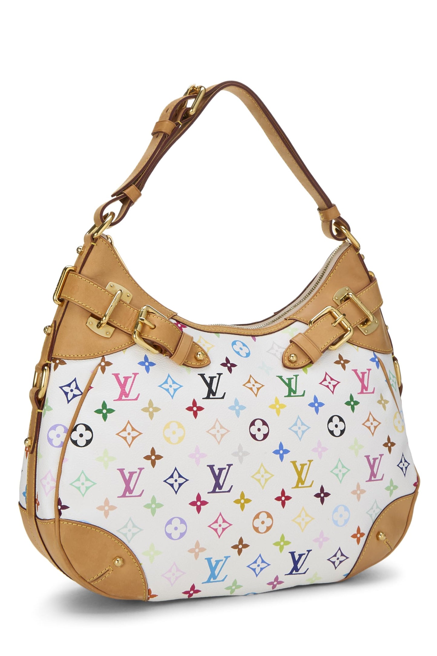 Louis Vuitton, Pre-loved Takashi Murakami x Louis Vuitton White Monogram Multicolor Greta Hobo