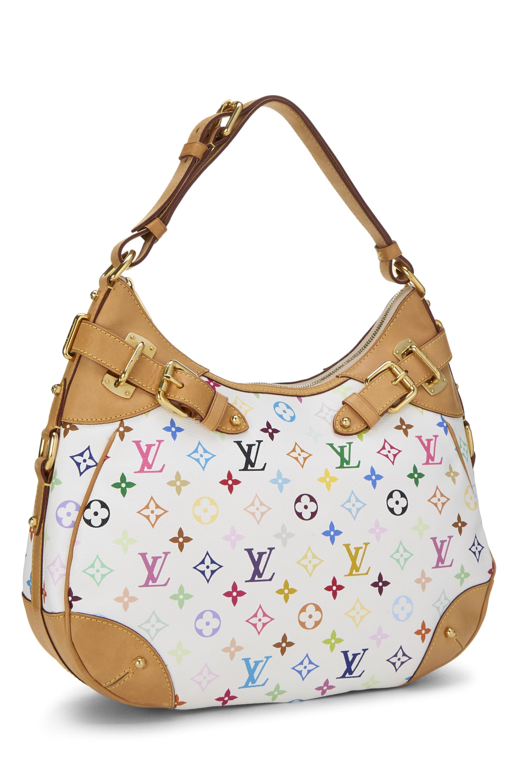 Louis Vuitton, Pre-loved Takashi Murakami x Louis Vuitton White Monogram Multicolor Greta Hobo