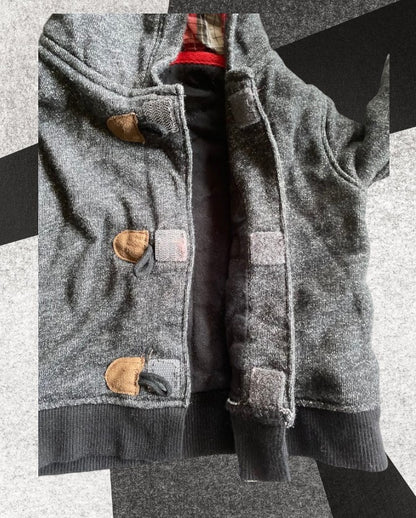 The Carter's Hoodie Baby Sweater features a plaid lined hoodie with long sleeves