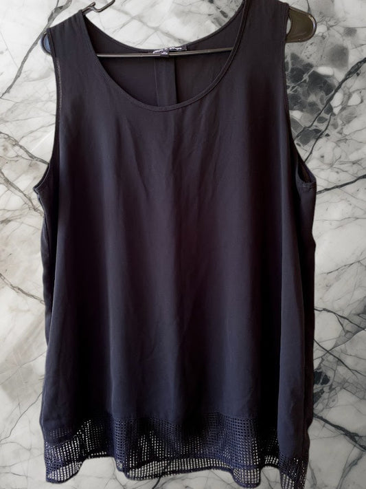 Enhance your professional wardrobe with the Cable & Gauge Black Sleeveless Blouse
