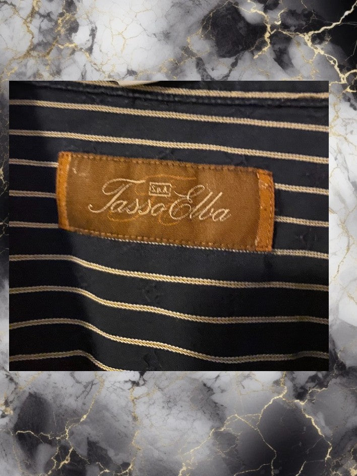 Tasso Elba stripe button down cotton shirt adding a touch of sophistication to your wardrobe