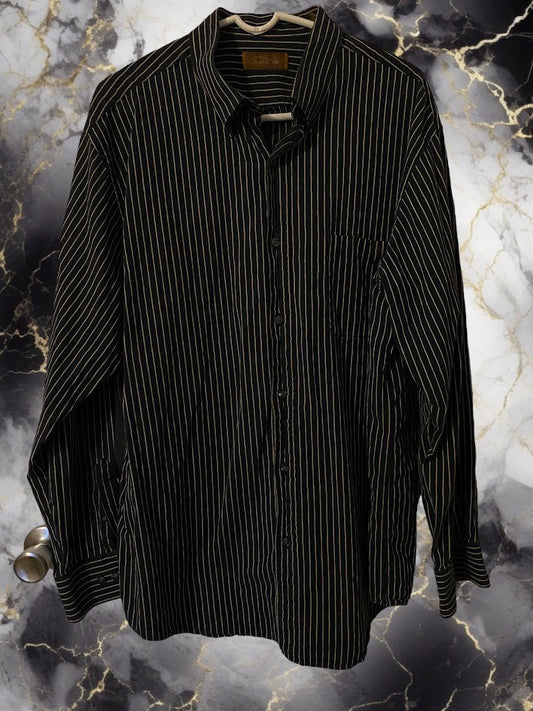 Tasso Elba Stripe Button Down Cotton Shirt