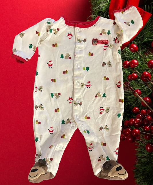 Santa's helper Christmas design adds festive touches to this bodysuit footie