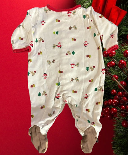 Santa's helper Christmas design adds festive touches to this bodysuit footie