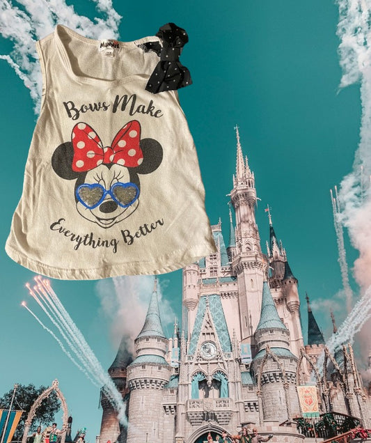 Get ready for your next adventure in style with this Disney "Bows Make Everything Better" tank top