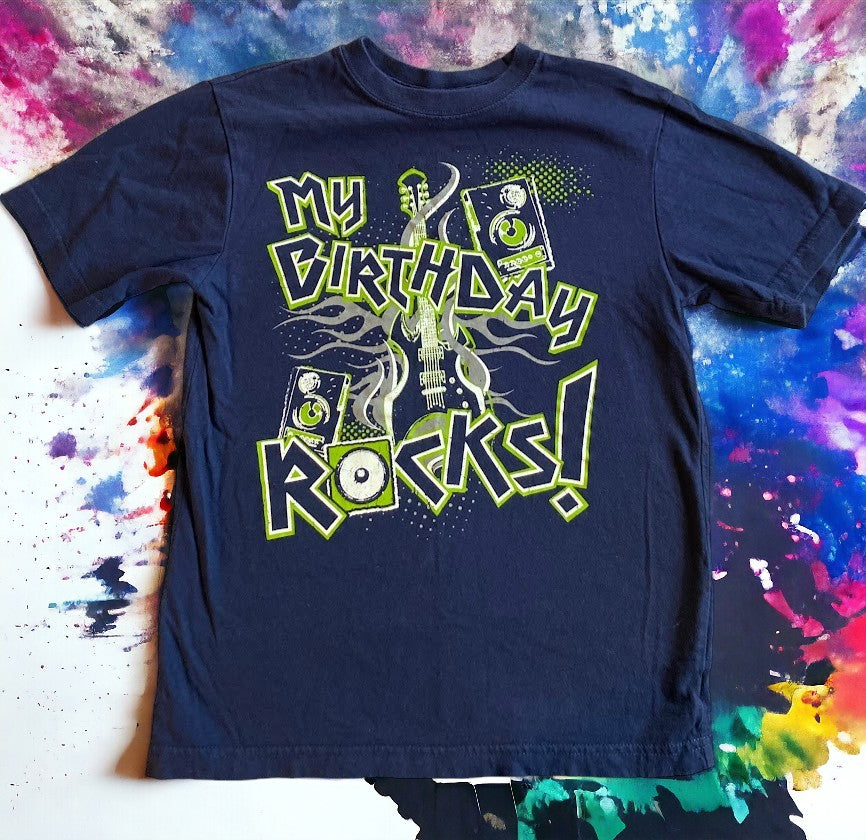 "My Birthday Rocks!" graphics add cool flair to this awesome birthday t-shirt
