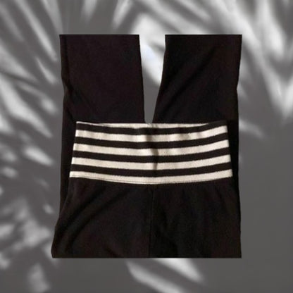 These Black & White Glitter Stripe Leggings Provide Style and Comfort