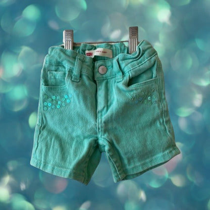 Levi Strauss & Co., dazzling and stylish sequin jean shorts makes a stylish addition to any little girl's wardrobe