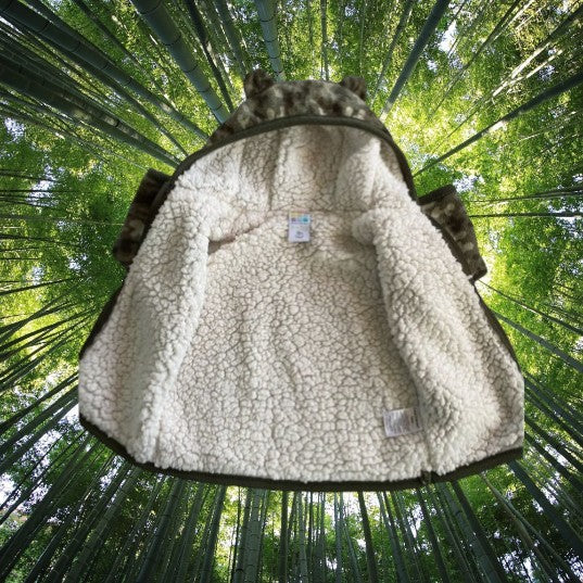 Healthtex baby boy’s faux fur sherpa hooded jacket is adorned with cute little ears